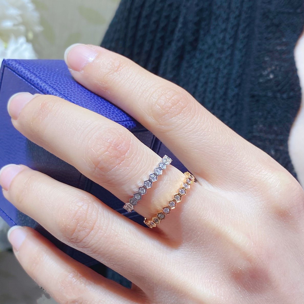 [Olivia Jewelry]BEE LOVE DIAMOND PAVED SMALL RING