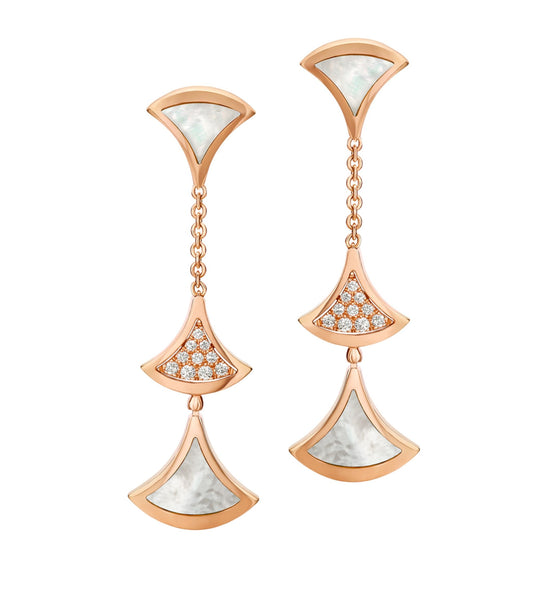 [OLIVIA]DREAM EARRINGS 3 MOTIFS DIAMOND MOP PINK GOLD