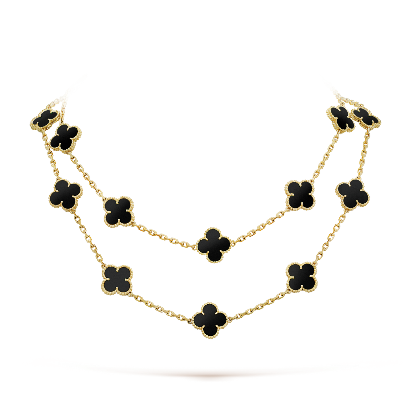 [Olivia Jewelry]CLOVER 20 MOTIFS ONYX NECKLACE