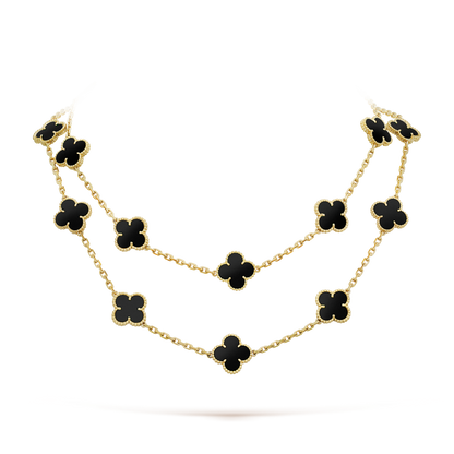 [Olivia Jewelry]CLOVER 20 MOTIFS ONYX NECKLACE