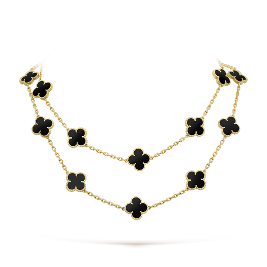 [Olivia Jewelry]CLOVER 20 MOTIFS ONYX NECKLACE