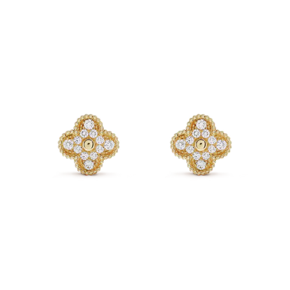 [Olivia Jewelry]CLOVER MEDIUM 1 MOTIFS FUll DIAMOND EARRINGS