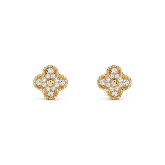 [Olivia Jewelry]CLOVER MEDIUM 1 MOTIFS FUll DIAMOND EARRINGS