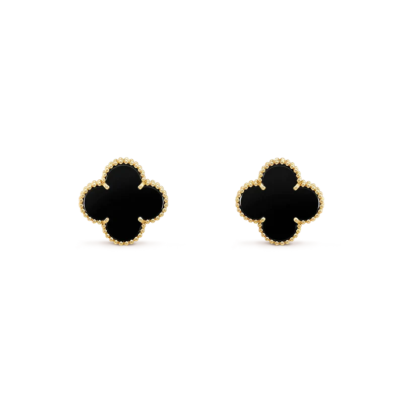 [Olivia Jewelry]CLOVER MEDIUM 1 MOTIFS  ONYX STUD EARRINGS