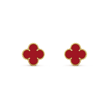 [Olivia Jewelry]CLOVER MINI 9.5MM CARNELIAN EARRINGS