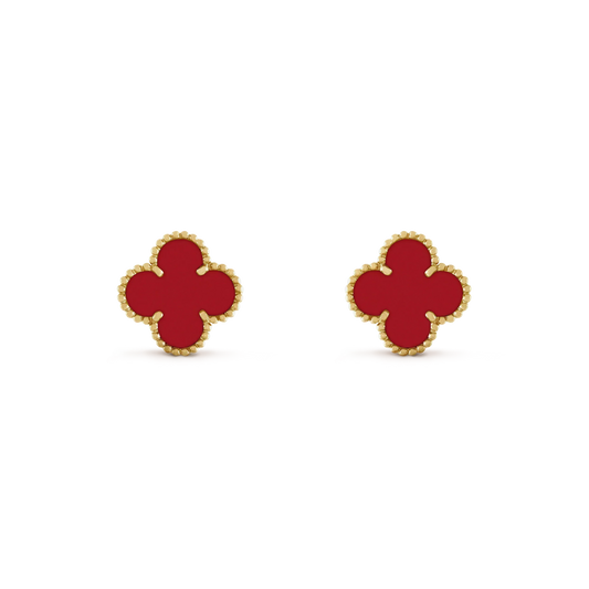 [Olivia Jewelry]CLOVER MINI 9.5MM CARNELIAN EARRINGS
