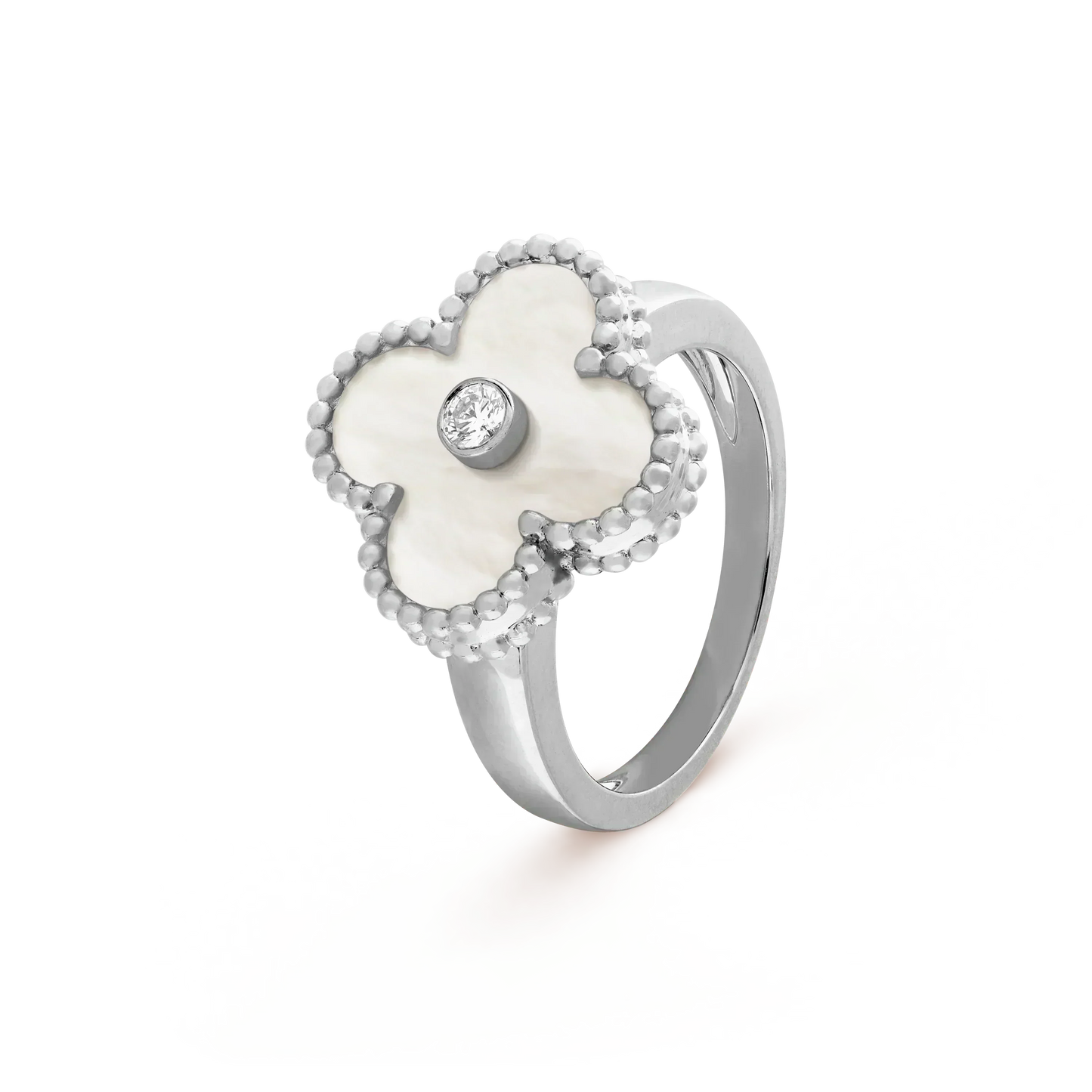 [Olivia Jewelry]CLOVER SILVER MOP DIAMOND RING