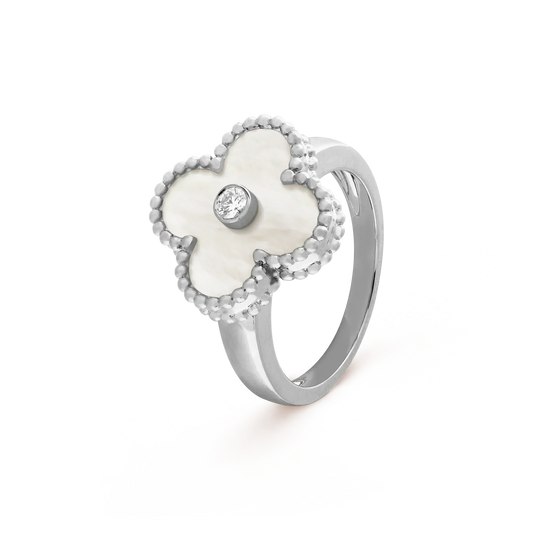 [Olivia Jewelry]CLOVER SILVER MOP DIAMOND RING