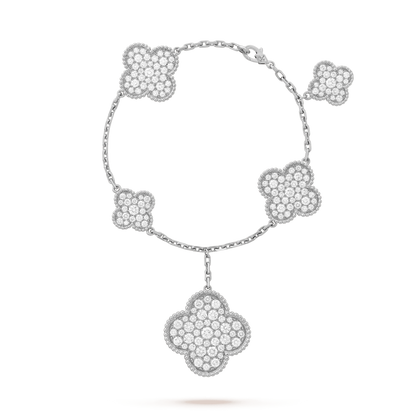 [Olivia Jewelry]CLOVER 6 MOTIFS SILVER DIAMOND BRACELET
