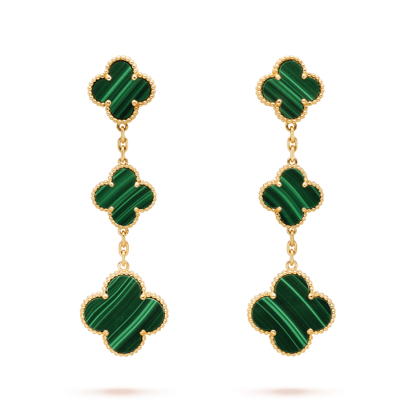 [Olivia Jewelry]CLOVER MALACHITE 3 MOTIFS GOLD