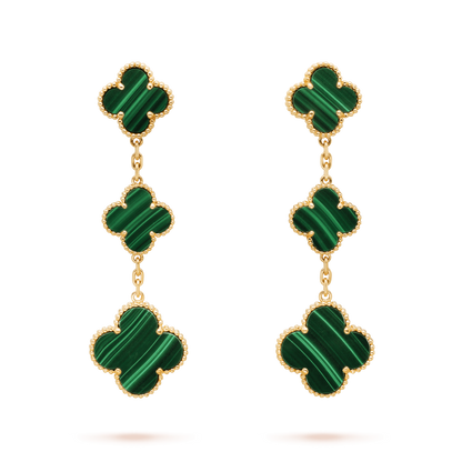 [Olivia Jewelry]CLOVER MALACHITE 3 MOTIFS GOLD