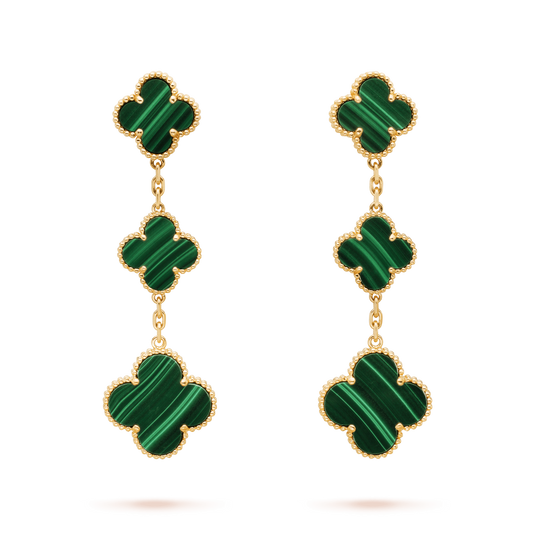 [Olivia Jewelry]CLOVER MALACHITE 3 MOTIFS GOLD