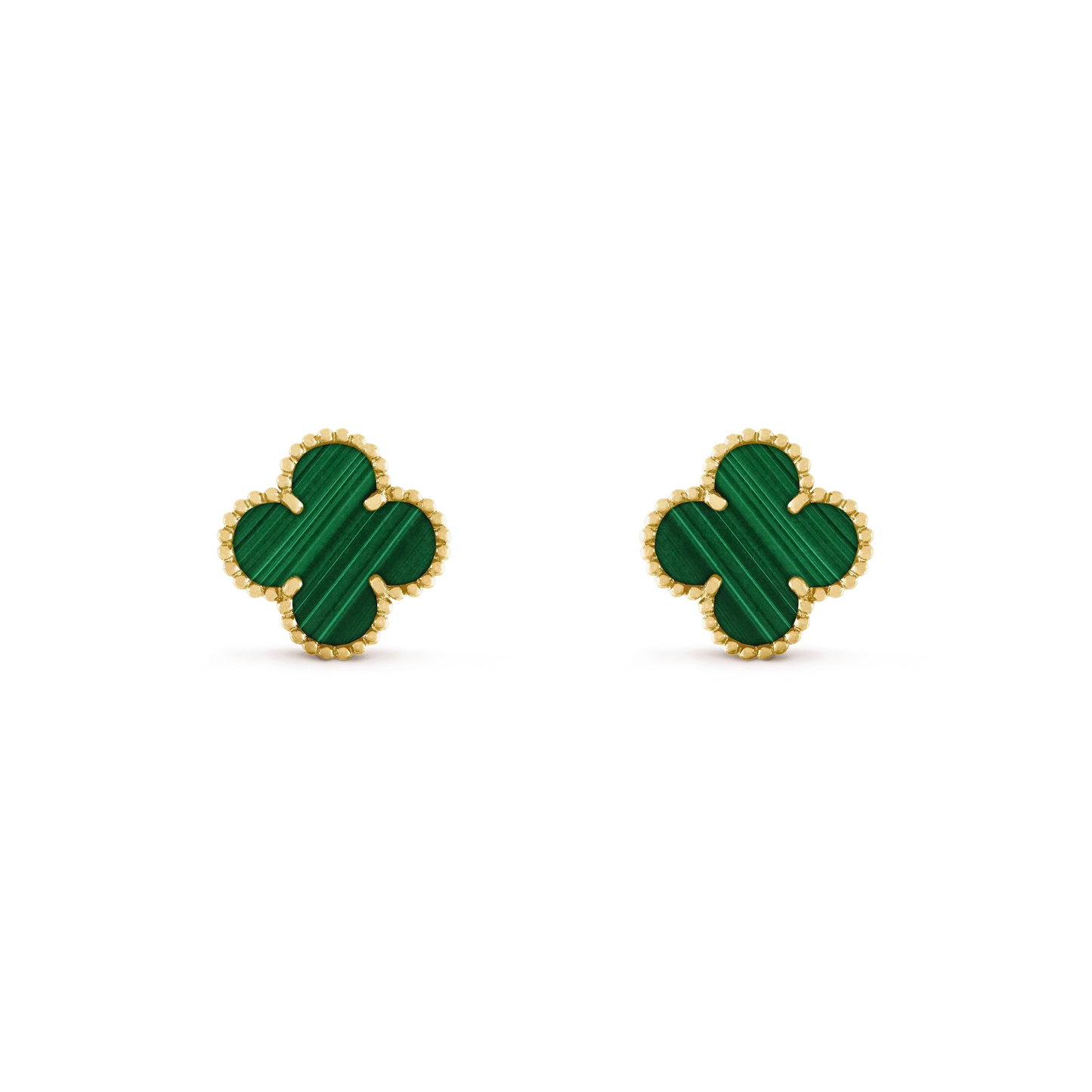[Olivia Jewelry]CLOVER MEDIUM 1 MOTIFS MALACHITE  EARRINGS