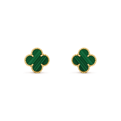 [Olivia Jewelry]CLOVER MEDIUM 1 MOTIFS MALACHITE  EARRINGS