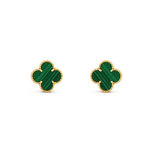 [Olivia Jewelry]CLOVER MEDIUM 1 MOTIFS MALACHITE  EARRINGS