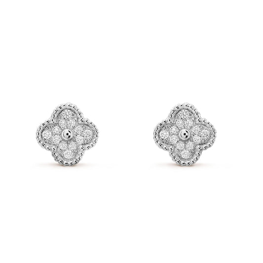 [Olivia Jewelry]CLOVER MINI DIAMOND STUD EARRINGS