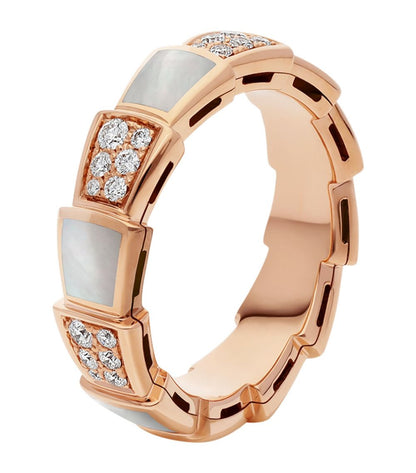 [Olivia Jewelry]SERPENTI RING PINK GOLD MOP DIAMOND PAVED 4MM