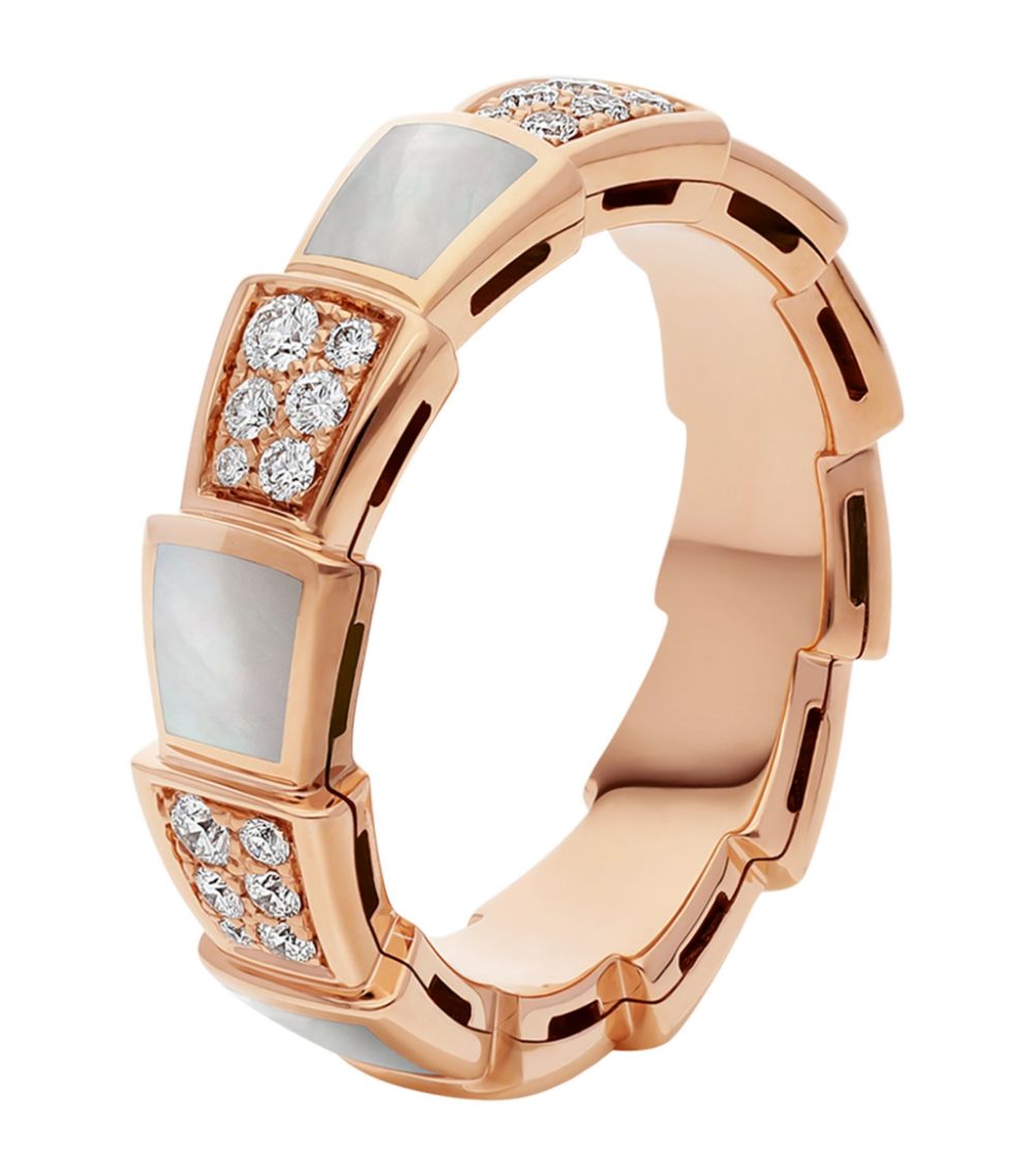 [OLIVIA]SERPENTI RING PINK GOLD MOP DIAMOND PAVED 4MM