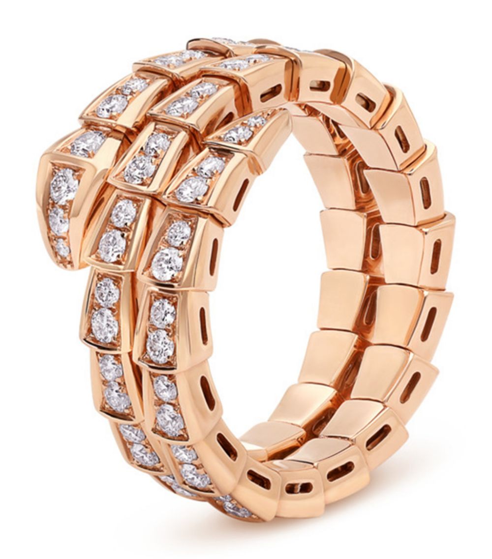 [OLIVIA]SERPENTI RING PINK GOLD DIAMOND DOUBLE ROW