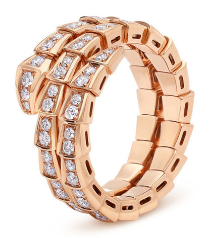 [OLIVIA]SERPENTI RING PINK GOLD DIAMOND DOUBLE ROW