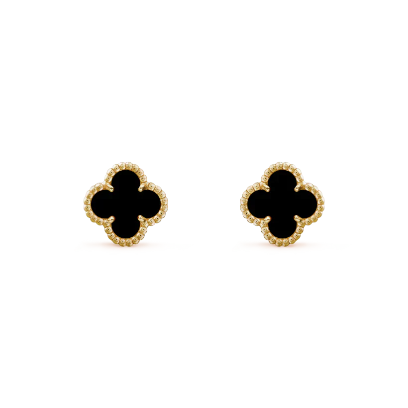 [Olivia Jewelry]CLOVER MINI 9.5MM BLACK MOP EARRINGS