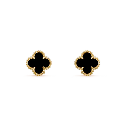 [Olivia Jewelry]CLOVER MINI 9.5MM BLACK MOP EARRINGS
