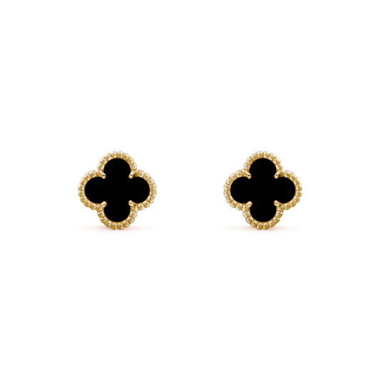 [Olivia Jewelry]CLOVER MINI 9.5MM BLACK MOP EARRINGS