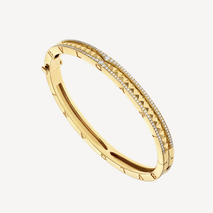 [OLIVIA]ZERO 1 SPIRAL AND PAVED DIAMOND GOLD BRACELET