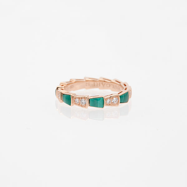 [OLIVIA]SERPENTI RING PINK GOLD MALACHITE DIAMOND 3MM