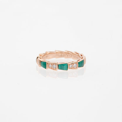 [OLIVIA]SERPENTI RING PINK GOLD MALACHITE DIAMOND 3MM