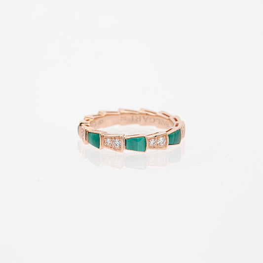 [OLIVIA]SERPENTI RING PINK GOLD MALACHITE DIAMOND 3MM