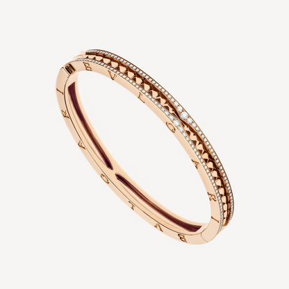 [OLIVIA]ZERO 1 SPIRAL AND PAVED DIAMOND PINK GOLD BRACELET