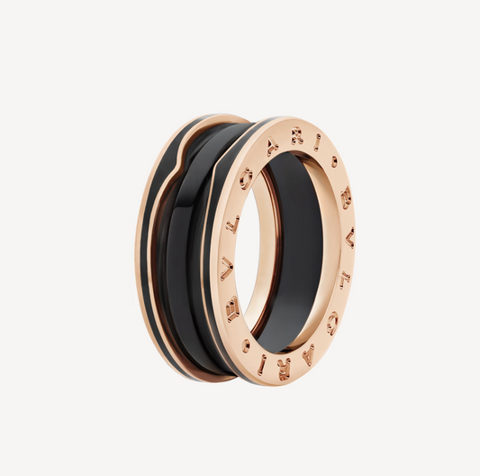 [OLIVIA]ZERO 1 TWO-BAND WITH MATTE BLACK CERAMIC PINK GOLD RING