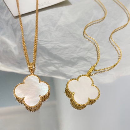 [Olivia Jewelry]CLOVER 25MM MOP LARGE PENDANT NECKLACE