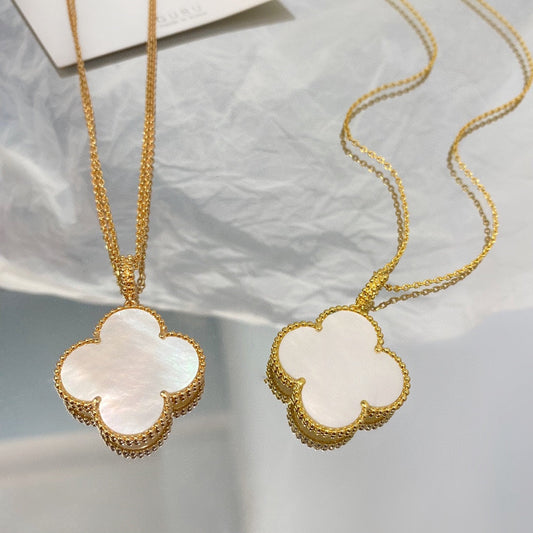 [Olivia Jewelry]CLOVER 25MM MOP LARGE PENDANT NECKLACE