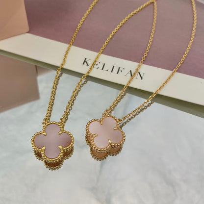 [Olivia Jewelry]CLOVER 15MM PINK MOTHER-OF-PEARL SINGLE FLOWER NECKLACE