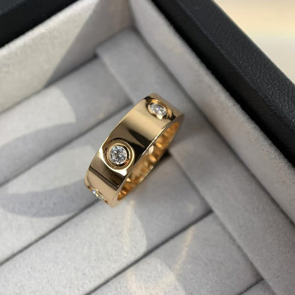 [Olivia Jewelry]LOVE RING 5.5MM 6 DIAMONDS PINK GOLD