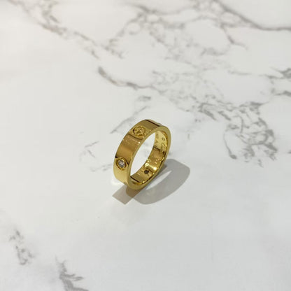[Olivia Jewelry]LOVE RING 5.5MM 3 DIAMONDS GOLD