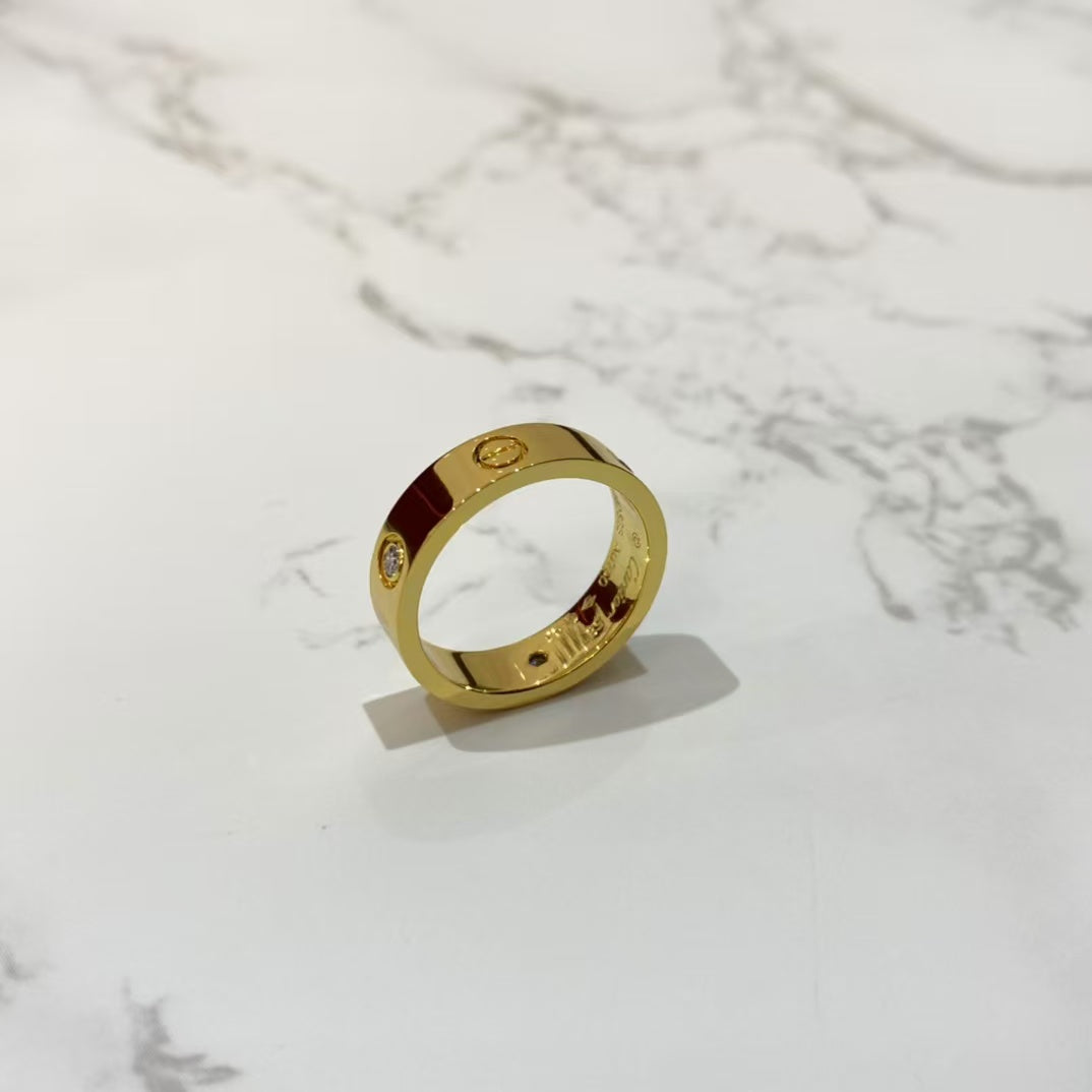 [Olivia Jewelry]LOVE RING 5.5MM 3 DIAMONDS GOLD