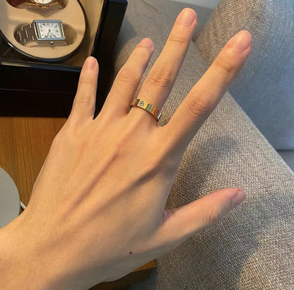 [Olivia Jewelry]LOVE RING 5.5MM 3 DIAMONDS GOLD