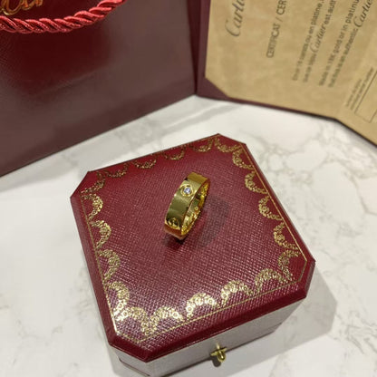 [Olivia Jewelry]LOVE RING 5.5MM 3 DIAMONDS GOLD