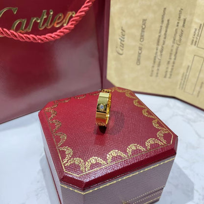 [Olivia Jewelry]LOVE RING 5.5MM 3 DIAMONDS GOLD
