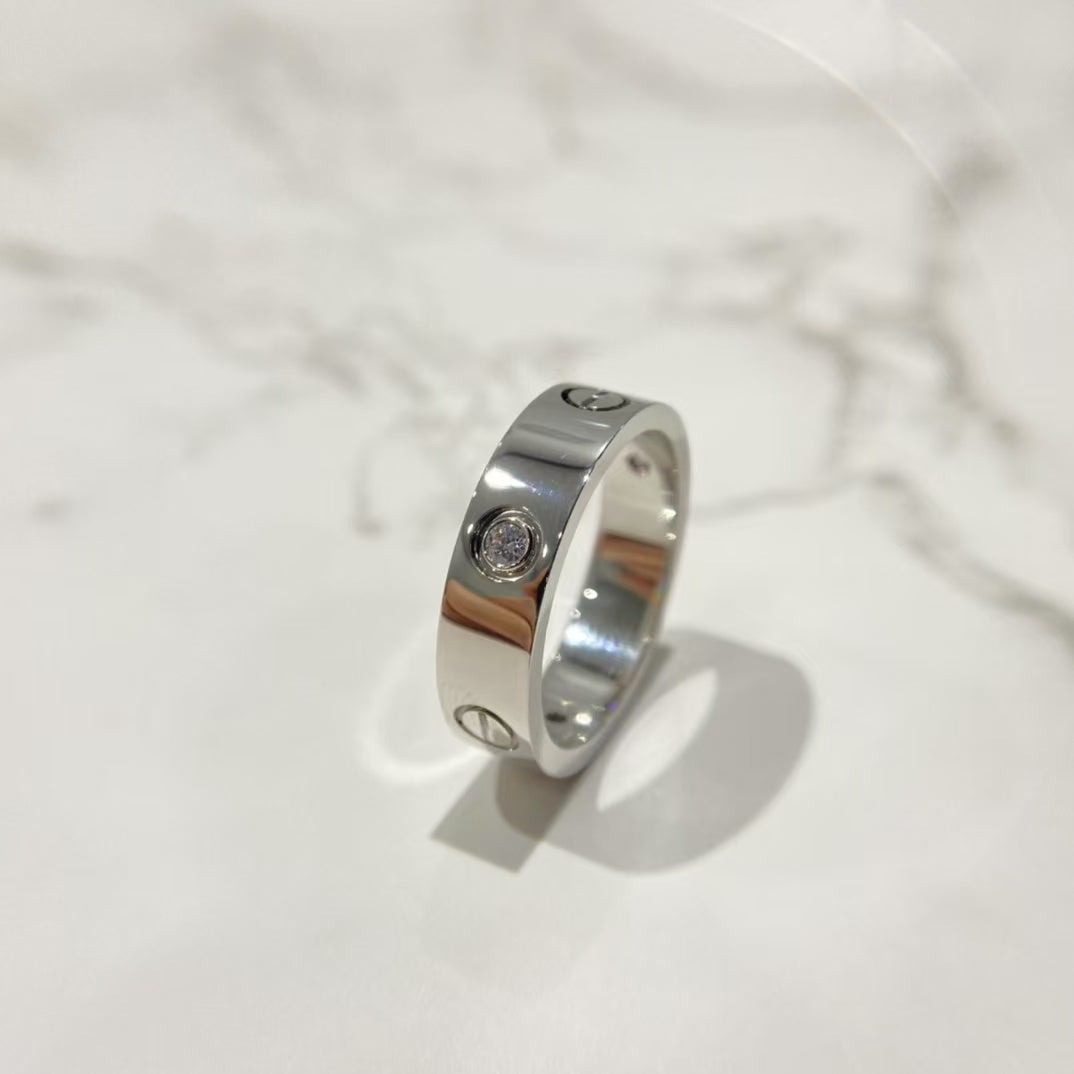 [Olivia Jewelry]LOVE RING 5.5MM 3 DIAMONDS SILVER