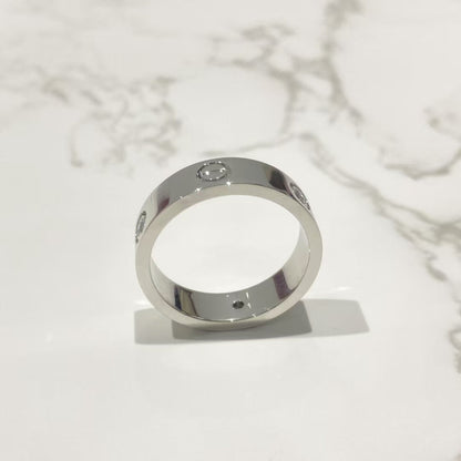 [Olivia Jewelry]LOVE RING 5.5MM 3 DIAMONDS SILVER