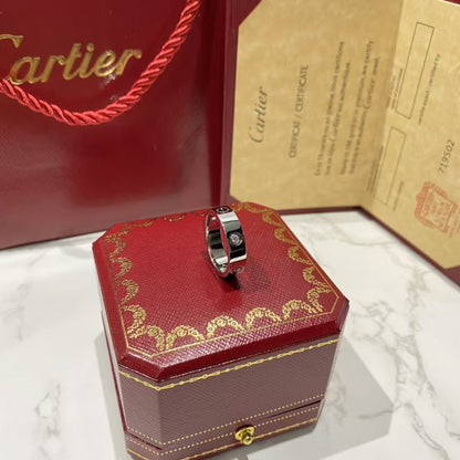 [Olivia Jewelry]LOVE RING 5.5MM 3 DIAMONDS SILVER