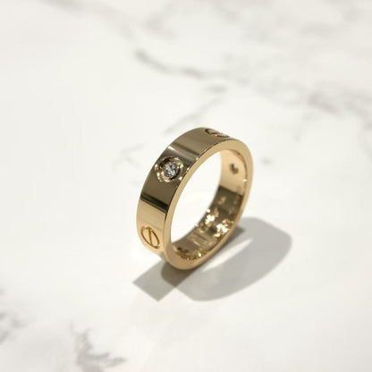 [Olivia Jewelry]LOVE RING 5.5MM 3 DIAMONDS PINK GOLD