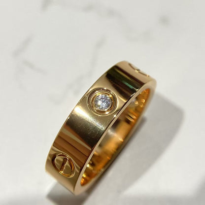 [Olivia Jewelry]LOVE RING 5.5MM 3 DIAMONDS PINK GOLD