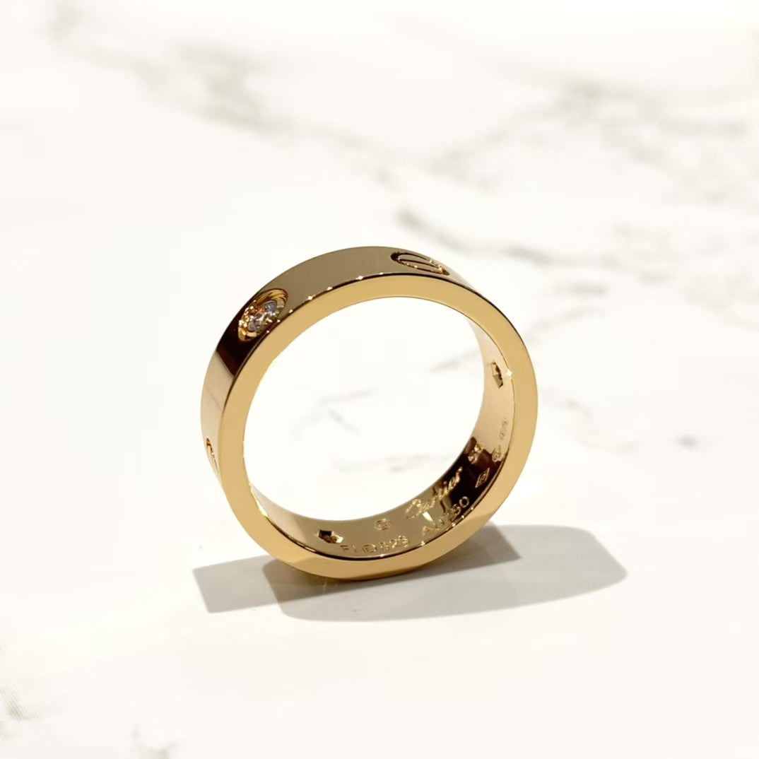 [Olivia Jewelry]LOVE RING 5.5MM 3 DIAMONDS PINK GOLD