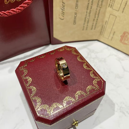 [Olivia Jewelry]LOVE RING 5.5MM 3 DIAMONDS PINK GOLD