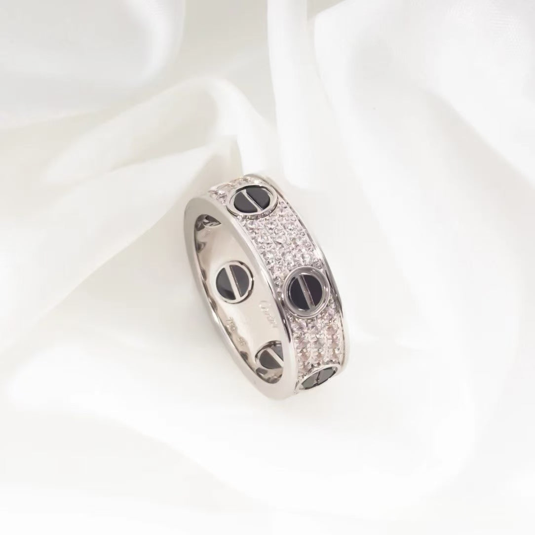 [Olivia Jewelry]LOVE RING 5.5MM DIAMONDS PAVED CERAMIC